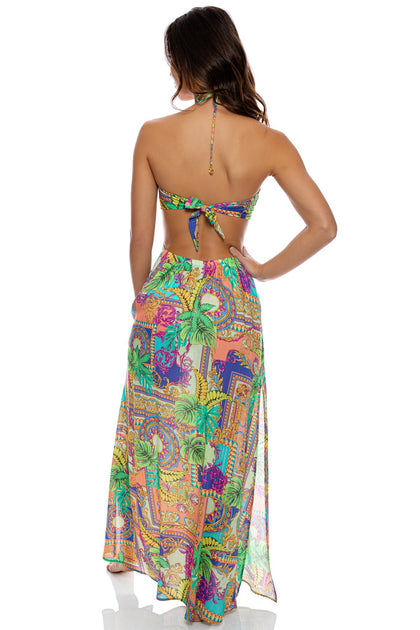 POSITANO - Bandeau Ring Cut Out Dress • Multicolor