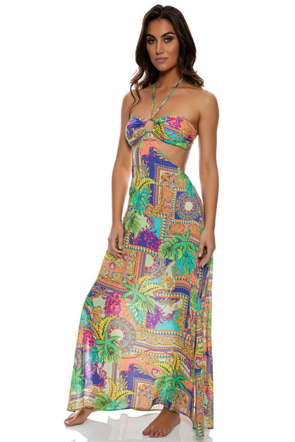 POSITANO - Bandeau Ring Cut Out Dress • Multicolor