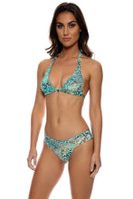 ANIMALE - Triangle Halter Top & Seamless Full Ruched Back Bottom • Aqua