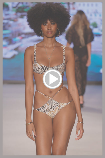 ANIMALE - Wide Strap Balconette Top & Reversible Diamond Cut Bottom • Cream