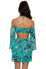 ANIMALE - Long Sleeve Cut Out Short Dress • Aqua