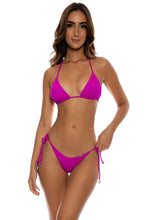 CAPRI - Seamless Triangle Top & Seamless Wavy Ruched Back Brazilian Tie Side Bottom • Fuchsia