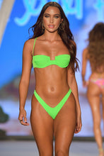 QUE SERA SERA - Sweetheart Balconette & High Leg Brazilian Bottom • Neon Lime Runway