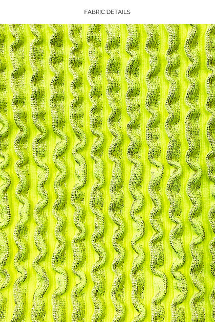 BELLA - Seamless Triangle Top & Seamless Wavy Ruched Back Brazilian Tie Side Bottom • Shiny Neon Yellow