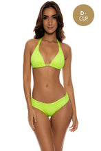 BELLA - Triangle Halter Top & Seamless Full Ruched Back Bottom • Shiny Neon Yellow