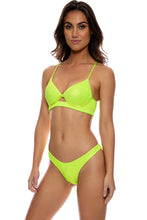 BELLA - Underwire Top & High Leg Brazilian Bottom • Shiny Neon Yellow