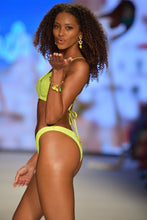 BELLA - Underwire Top & High Leg Brazilian Bottom • Shiny Neon Yellow Runway
