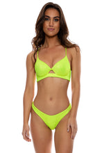 BELLA - Underwire Top & High Leg Brazilian Bottom • Shiny Neon Yellow