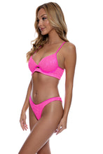BELLA - Underwire Top & High Leg Brazilian Bottom • Metallic Hot Pink