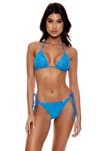 CHASING STARS - Sequins Triangle Top & Sequins Ruched Back Brazilian Tie Side Bottom • Sky Blue