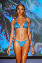 CHASING STARS - Sequins Triangle Top & Sequins Ruched Back Brazilian Tie Side Bottom • Sky Blue Runway