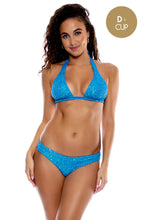 CHASING STARS - Sequins Triangle Halter Top & Sequins Full Ruched Back Bottom • Sky Blue