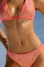CHASING STARS - Sequins Triangle Halter Top & Sequins Full Ruched Back Bottom • Coral