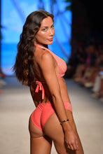 CHASING STARS - Sequins Triangle Halter Top & Sequins Full Ruched Back Bottom • Coral Runway