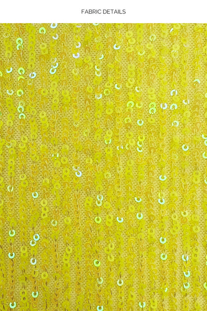 CHASING STARS - Sequins Balconette Top & Sequins Multi Strap Brazilian Bottom • Neon Yellow