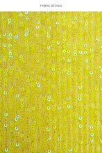 CHASING STARS - Sequins Balconette Top & Sequins Mini Skirt • Neon Yellow