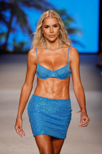 CHASING STARS - Sequins Balconette Top & Sequins Mini Skirt • Sky Blue Runway