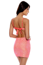CHASING STARS - Sequins Balconette Top & Sequins Mini Skirt • Coral