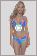 LULI REEF - Triangle Halter Top & Seamless Full Ruched Back Bottom • Multicolor