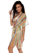 HERE COMES THE SUN - Open Front Tie Short Poncho • Multicolor