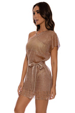 LULI SANDS - Asymmetrical One Shoulder Short Caftan • Copper