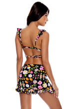 LULI'S SECRET GARDEN - Ruffle Deep V Wrap Triangle Top & Ruffle Sarong Mini Skirt • Multicolor