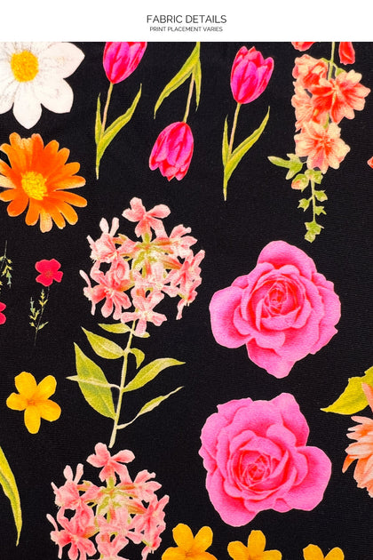 LULI'S SECRET GARDEN - Ruffle Deep V Wrap Triangle Top & Ruffle Sarong Mini Skirt • Multicolor