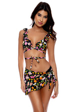 LULI'S SECRET GARDEN - Ruffle Deep V Wrap Triangle Top & Ruffle Sarong Mini Skirt • Multicolor