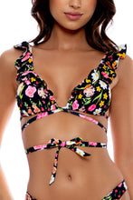 LULI'S SECRET GARDEN - Ruffle Deep V Wrap Triangle Top & High Leg Brazilian Bottom • Multicolor