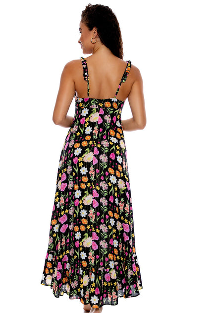 LULI'S SECRET GARDEN - Deep V High Low Dress • Multicolor