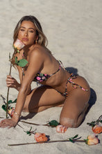 LULI'S SECRET GARDEN - Looped Triangle Top & Seamless Ruched Back Brazilian Tie Side Bottom • Multicolor Influencer