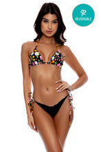 LULI'S SECRET GARDEN - Looped Triangle Top & Seamless Ruched Back Brazilian Tie Side Bottom • Multicolor