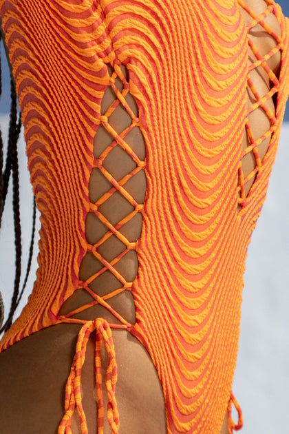 OLAS - Open Side One Piece Bodysuit • Orange