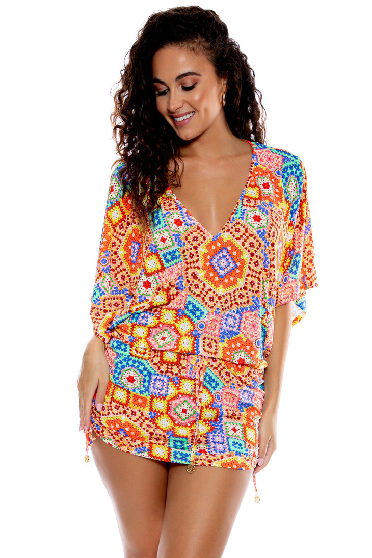 RETRO LULI - Cabana V Neck Dress • Multicolor