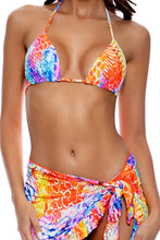 DANCING QUEEN - Seamless Triangle Top & Ruffle Sarong Mini Skirt • Multicolor