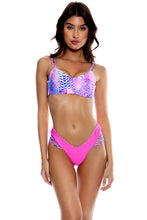 LULI INSTINCT - Strappy Underwire Tank Top & Strappy Sides High Leg Thong Bottom • Blue|pink