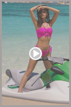 AMAZONIA - Drawstring Halter Peek A Boo Cropped Top & Seamless Ruched Back Brazilian Tie Side Bottom • Pink Orchid Campaign