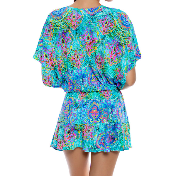 OCEAN BREEZE - Playera V Neck Ruffle Dress