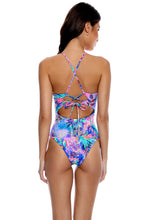 JUNGLE FEVER - Drawstring Halter Cut Out One Piece • Multicolor