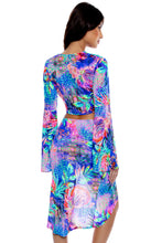 JUNGLE FEVER - Bell Sleeve Scrunched Crop Top & Drawstring Tulip Skirt • Multicolor