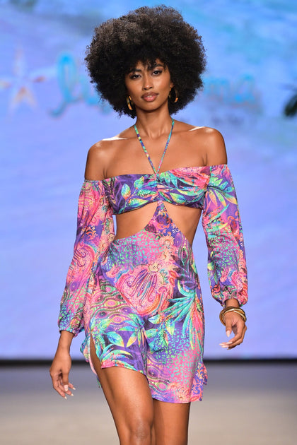 JUNGLE FEVER - Long Sleeve Cut Out Short Dress • Multicolor Runway