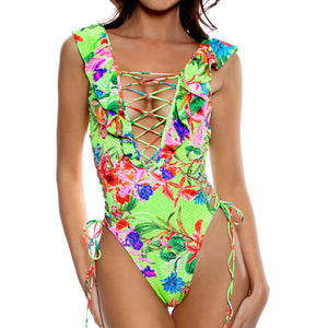Tropical Tie Side One Piece Swimsuit