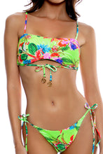 LULI TROPICS - Front Tie Cut Out Bandeau Top & Seamless Full Tie Side Bottom • Multicolor