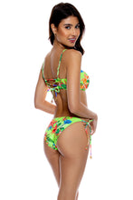 LULI TROPICS - Front Tie Cut Out Bandeau Top & Seamless Full Tie Side Bottom • Multicolor