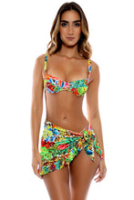LUSH HORIZONS - Wide Strap Balconette Top & Ruffled Sarong Mini Skirt • Multicolor