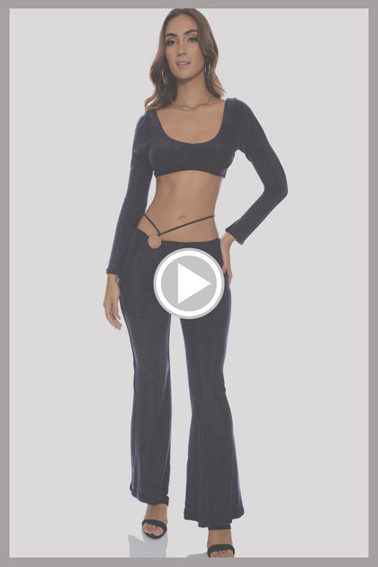 READY TO WEAR - Crop Top & Flare Pant • Black