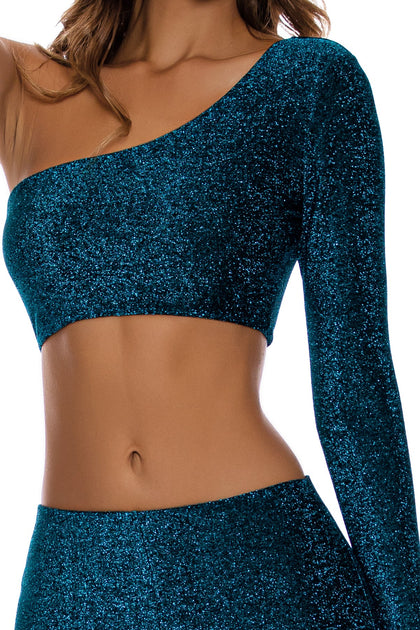 READY TO WEAR - Crop Top & Flare Pant • Deep Teal