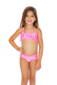 BESOS Y LAZOS - Crystallized Bow Bandeau Bikini • Pin Up Pink