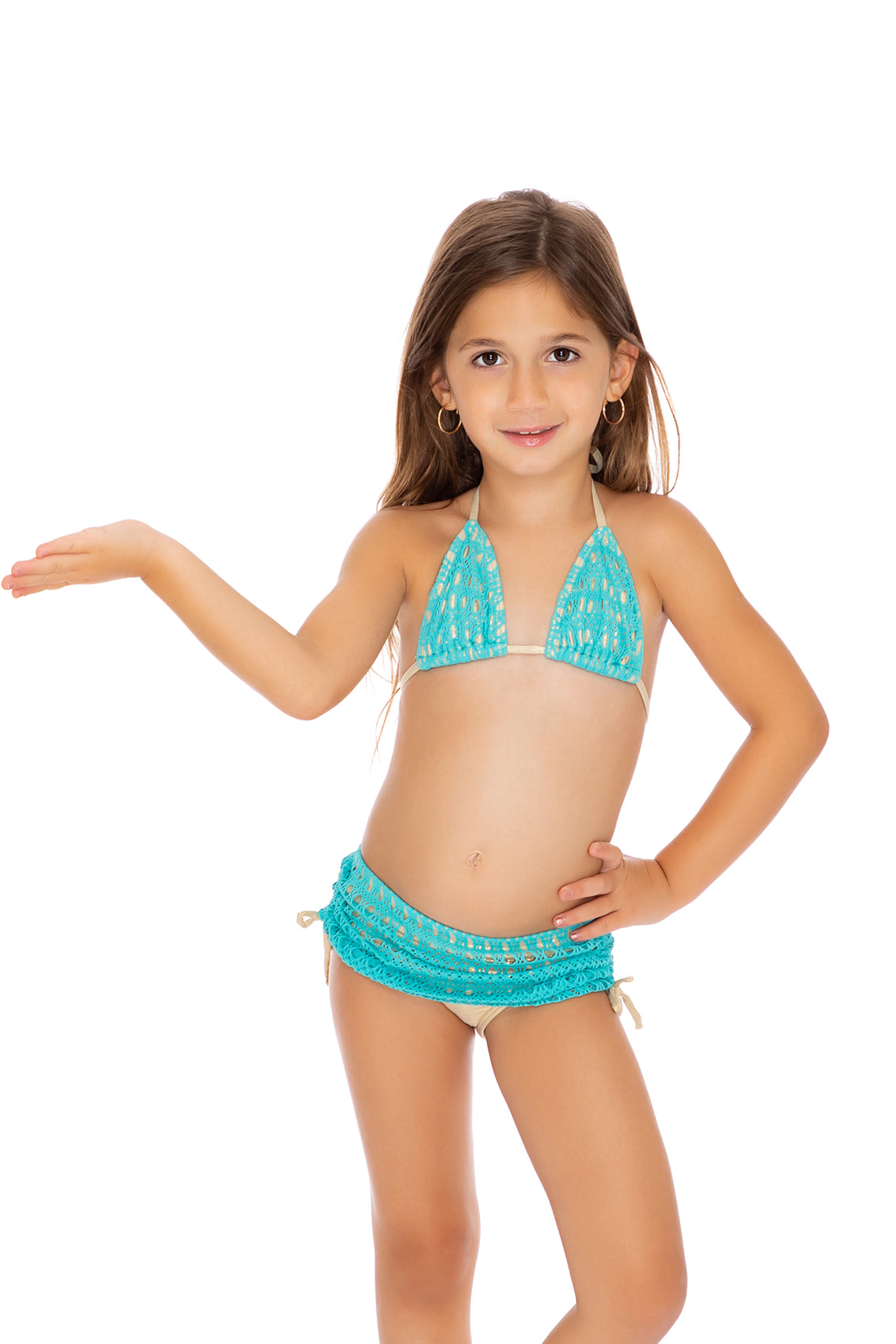 BURBUJAS DE AMOR - Triangle Top Skirt Bottom Bikini • Aqua