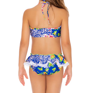 SPANISH LULLABY T - Lace Ruffles Bandeau Top Bikini